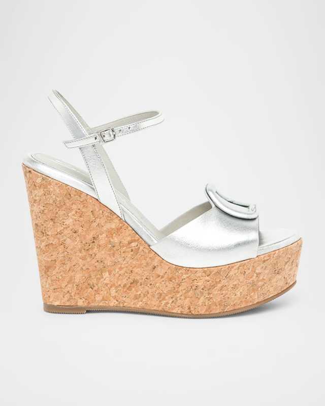 Nizza Metallic Buckle Wedge Platforms